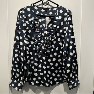 J.Crew Navy and White Blouse